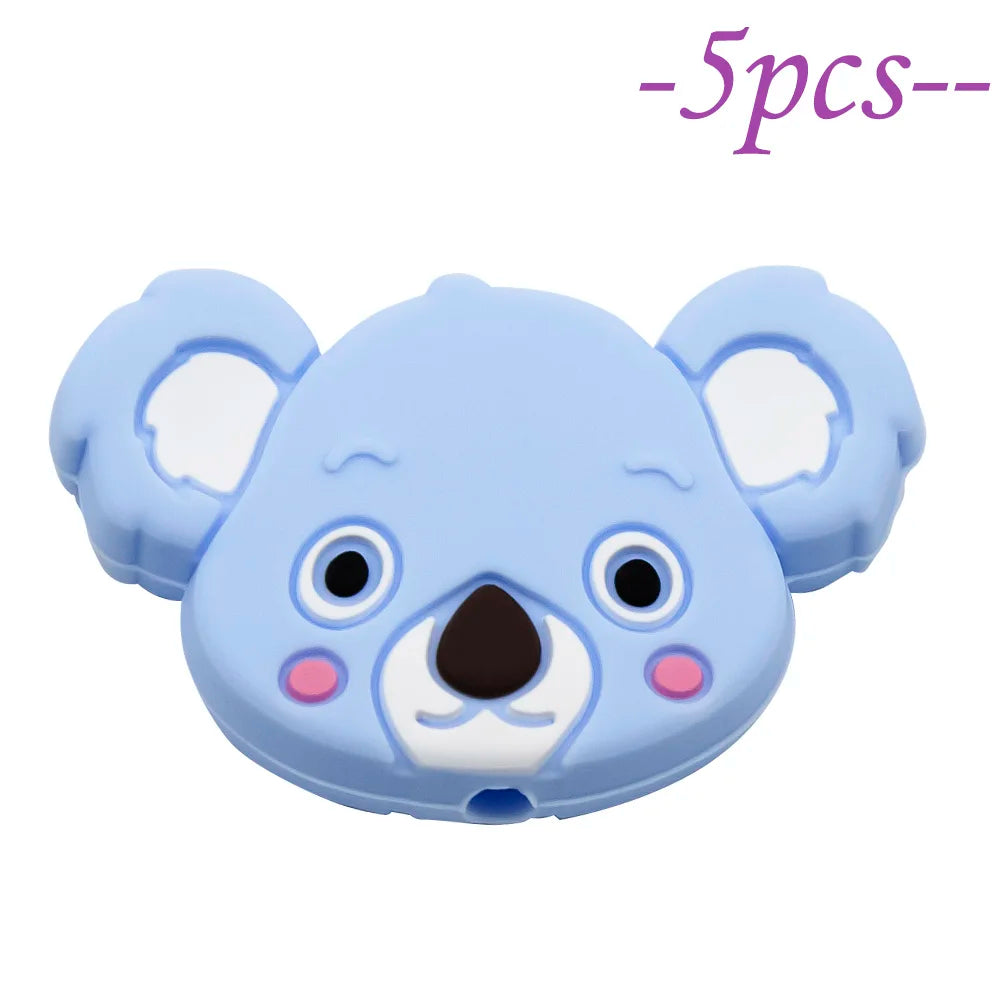 Cute-Idea 5pcs Silicone Koala Head teethers baby Teething beads Pearl DIY kids Pacifier Chain toys Accessories Baby Product