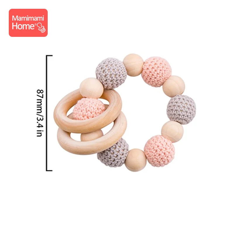 1Pc Baby Wooden Teether Crochet Giraffe Rattle Toy BPA Free Wood Rodent Rattle Baby Mobile Gym Educational Toys