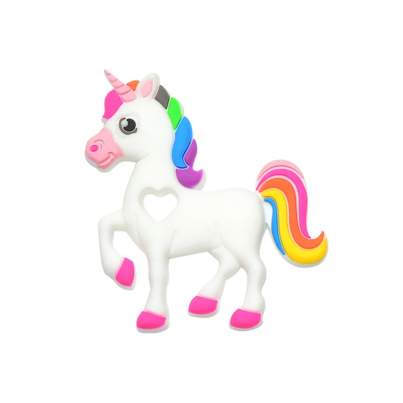 Food Grade Silicone Teethers DIY Animal Unicorn Infant Baby Silicone Chew Charms Cartoon Kids Teething Gift Toddler Toys Pendant