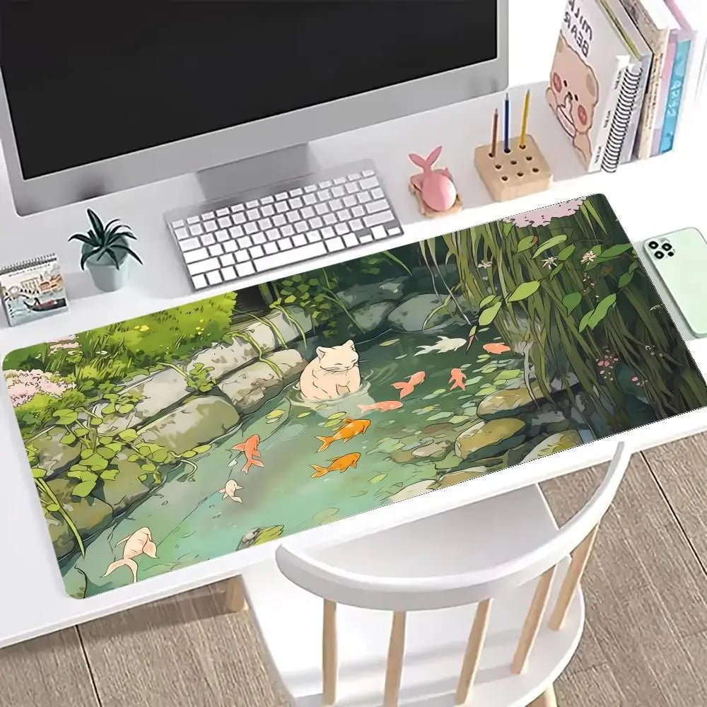 Cute cat Mouse Pad Large Computer Office Game Table Mats XXL Rubber Anti-slip Gaming Keyboard Mousepads Long Desk Pads