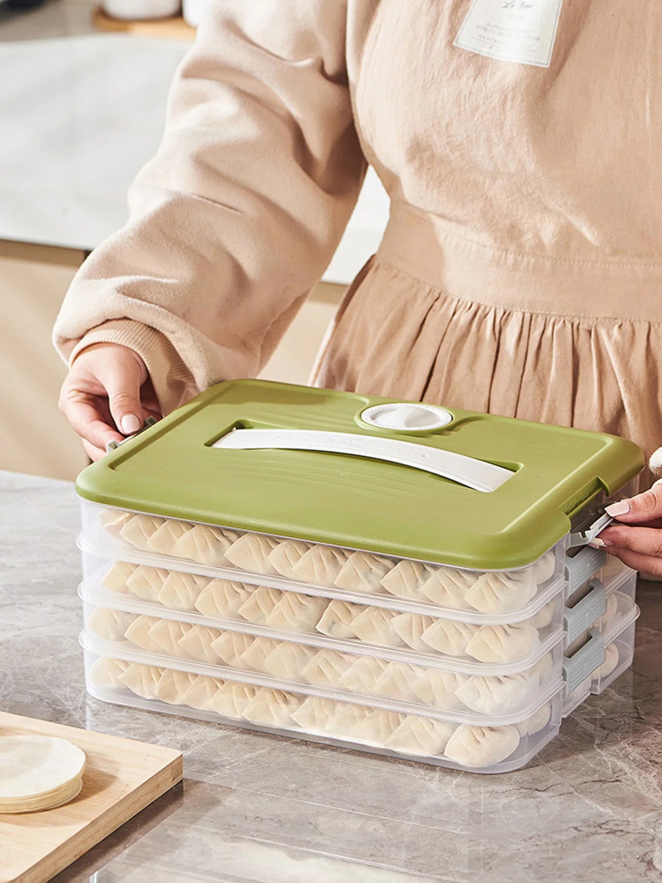 1PC Multi-Layer Dumpling Organizer Large Capacity Airtight & Quick-Freeze Container for Wonton & Food Storage Kitchen Essentials