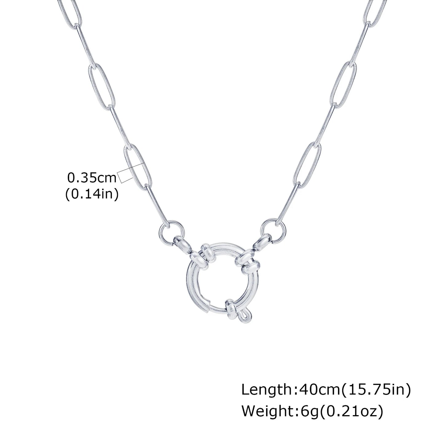 Vnox 2 Color Rectangular Chain 40cm Necklaces For Women, Stainless Steel Round Buckle Pendant, Metal Choker Neck Jewelry Gifts