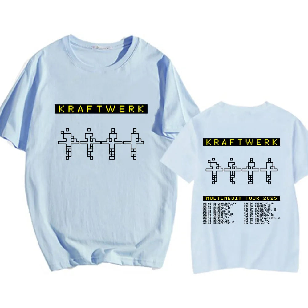 Electronic Band KRAFTWERK Tshirts Cotton Short Sleeve Male T-shirt Summer Round Neck Hip Hop Streetwear Unisex Men/Women Tees
