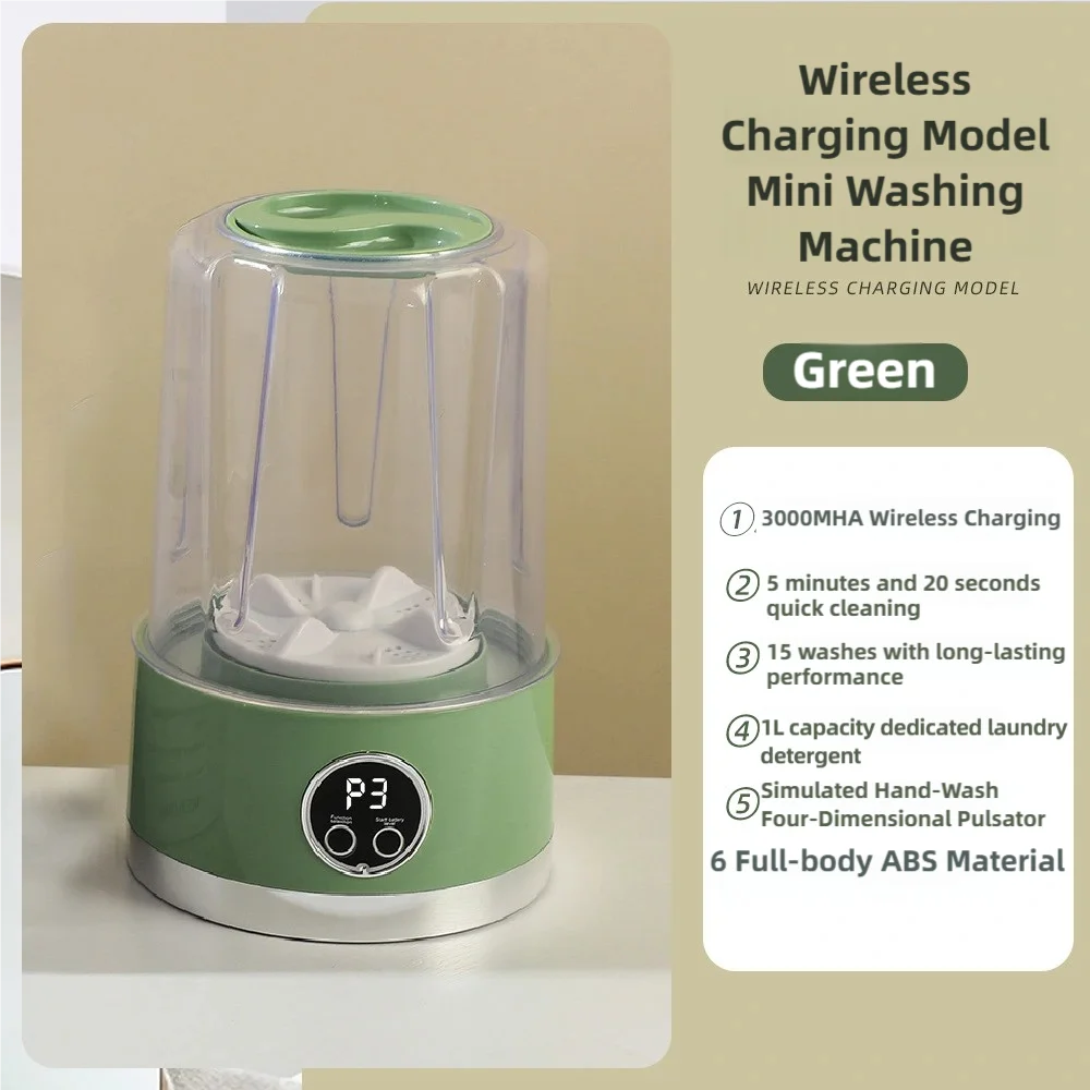 Cordless 1L Mini Washer USB Rechargeable 3000mAh 2-Speed Portable For Travel Socks Underwear Clothes Washing Cups