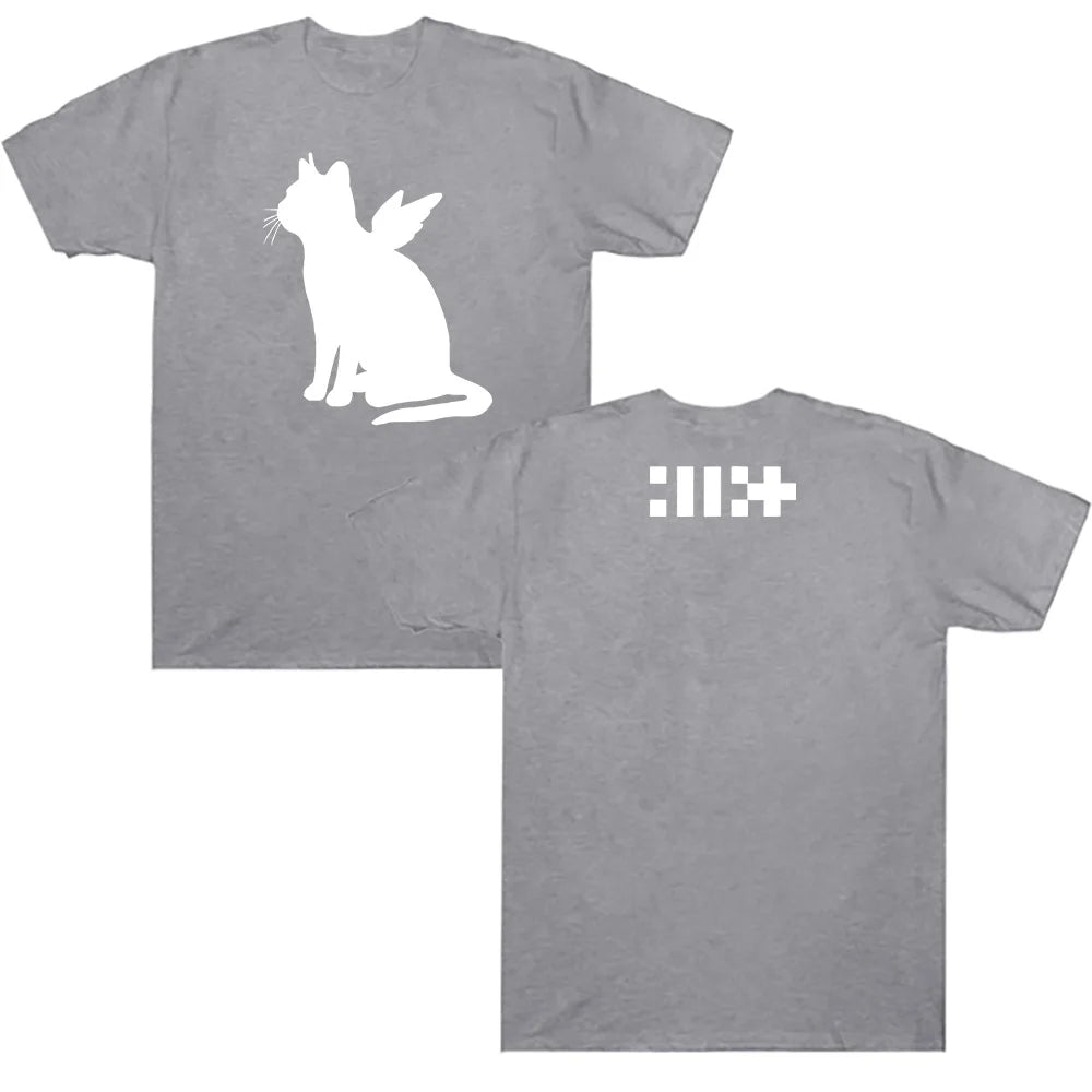 ILLIT Kpop Girl Band T-shirt ILLIT Bomb The Album Cat Angel Print Clothes Korean Style Cotton Women Men Tee-shirt Casual Y2K Tee