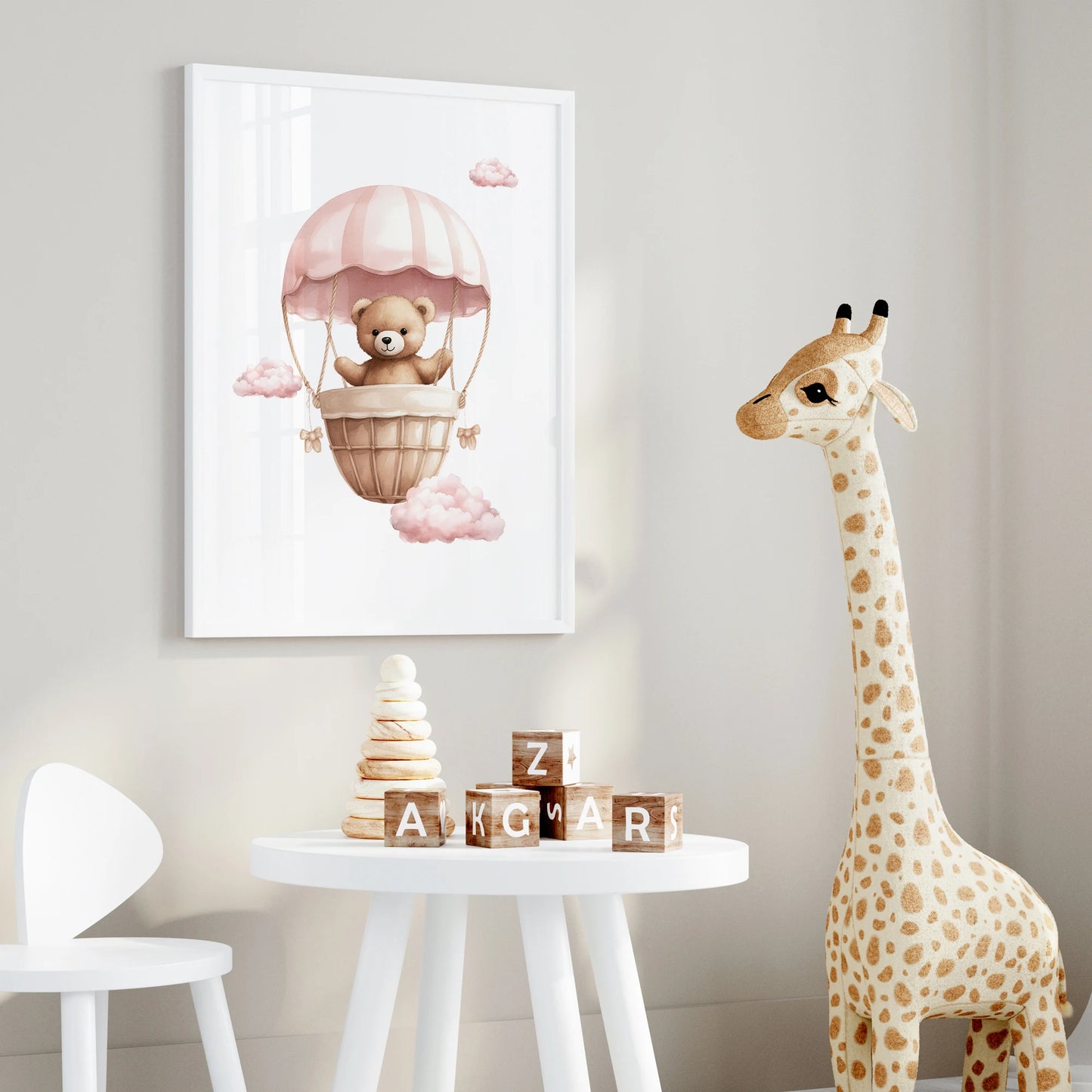 Pink Bear Series 3pcs Wall Art Prints Canvas Painting Poster Picture For Living Bedroom Kids Play Room Home Decor