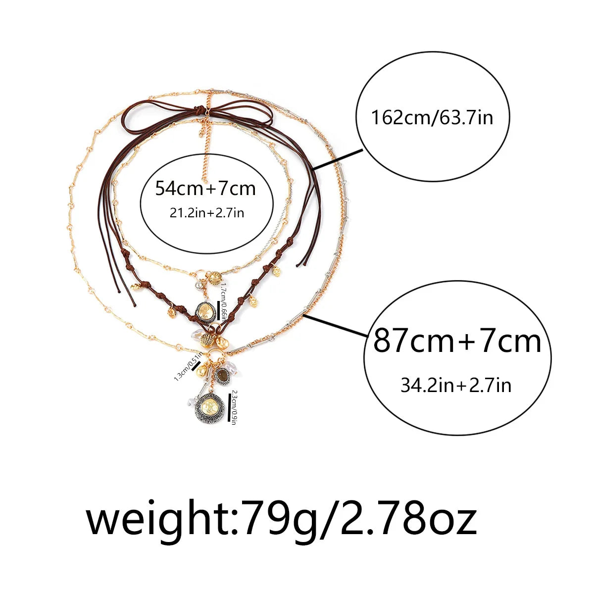 ZAA Multi-layer Rope Chains Metal Round Coin Badge Pendant Necklaces for Women Holiday Party Jewelry Neck Accessories