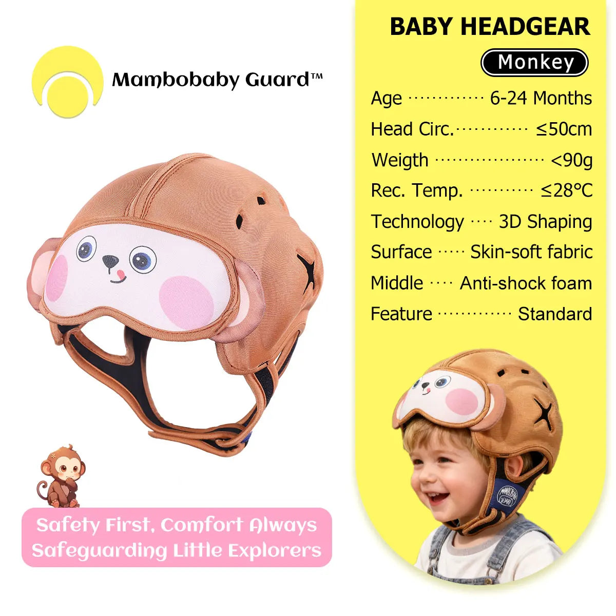 Mambobaby Guard Hat Rabbit Safe Anti-Shock Baby Helmet Toddler Head Protector Infant Headgear Learn Crawl Walk for Bump Fall