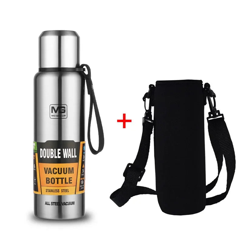 304 Stainless Steel Thermos Bottle Large Capacity Vacuum Flask Insulated Tumbler with Rope for Tea Drinks Cold and Hot Water