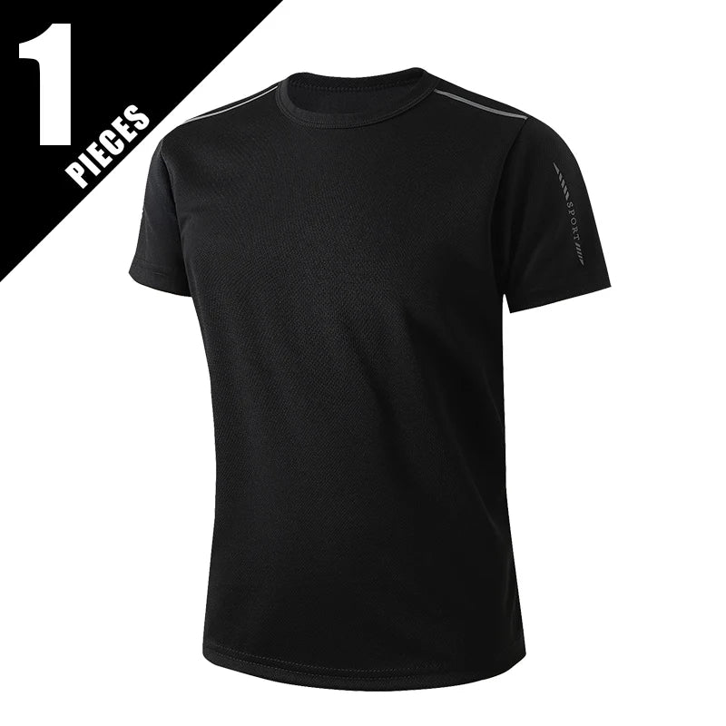 5/1 Piece Summer Boys And Teenagers Quick Drying Sports Short Sleeved T-shirt 130-175 Big Size Brother's Loose Casual Basic Top
