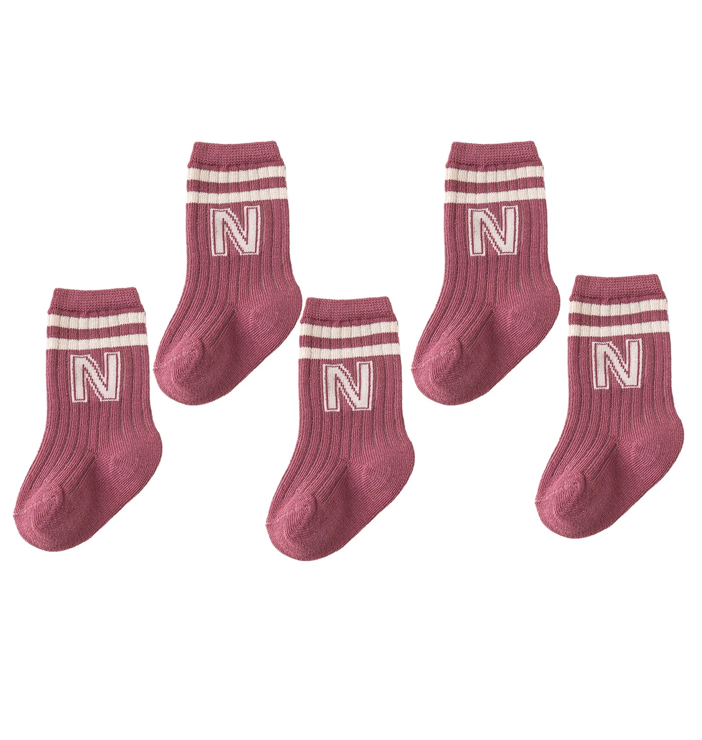 5/6pairs Cotton Letter Infant Boys Socks High Quality Breathable Casual Baby Boys Mid Tube Socks Children's Boys White Socks Kit