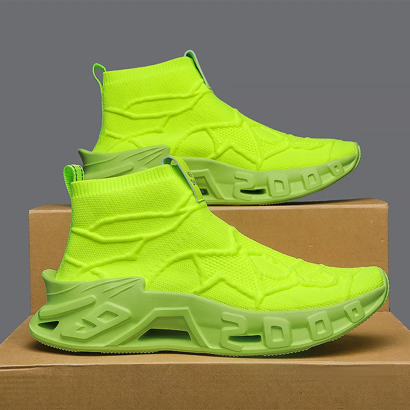 Men's Outdoor Sports Shoes - High-Top Sports Shoes Are Novel and Fashionable, Non-Slip and Durable, Suitable for All Seasons, Versatile Sports Shoes
