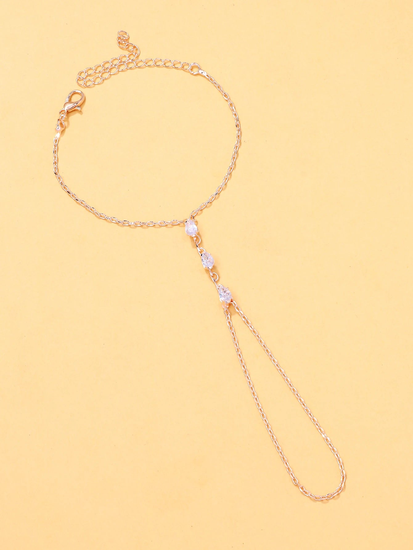 Water drop finger bracelet for summer women, high-end fashion, versatile zircon hand chain, light luxury jewelry