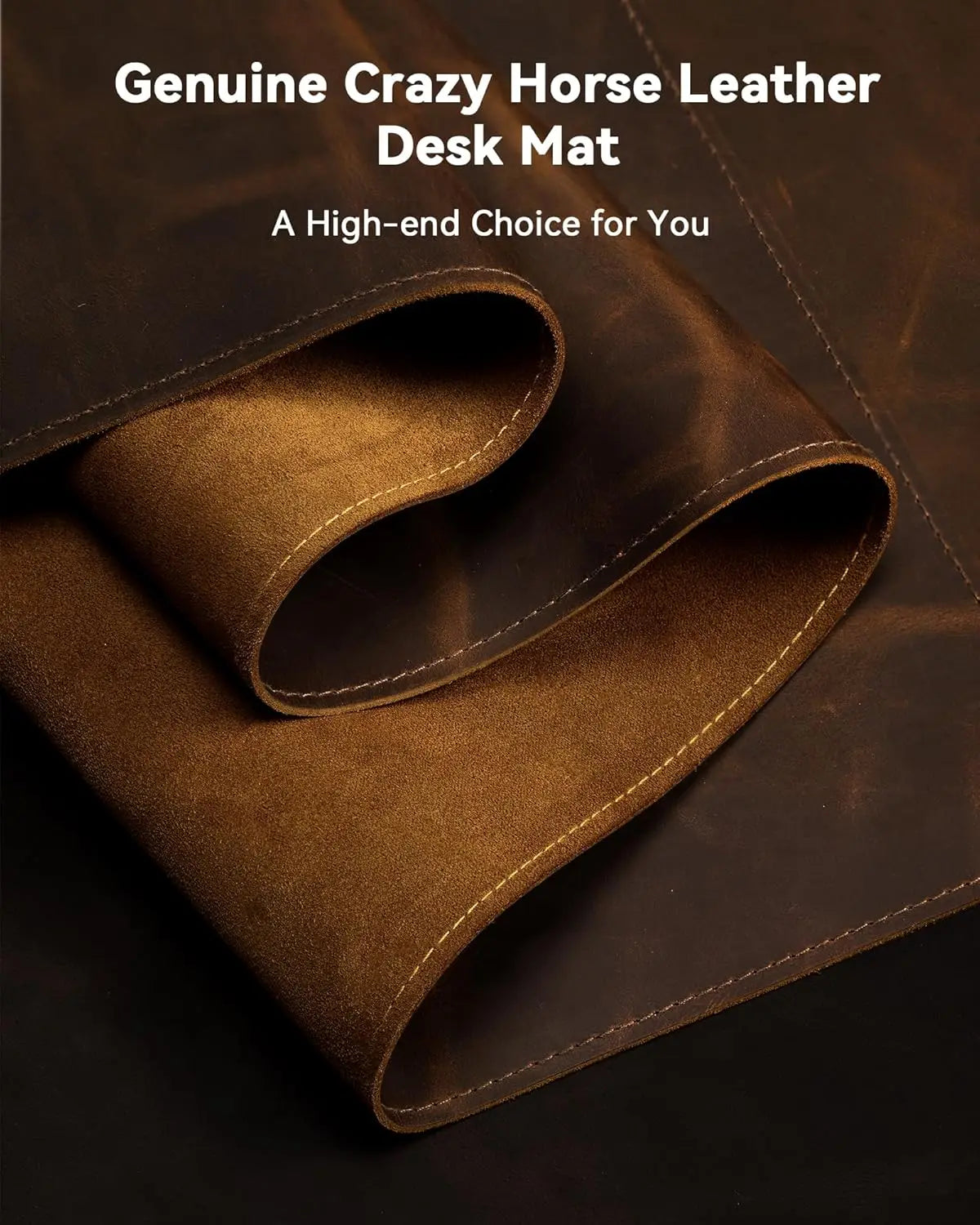 Crazy Horse Leather Desk Mat, XXL Desk Pad, Retro Larger Mouse pad and Self-Healing Laptop Pad for Home & Office