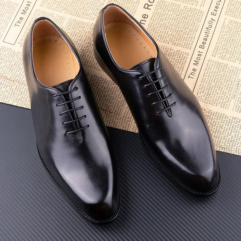 Oxford Business Lace-up Work Men's Trendy Whole Cut Oxford Cowhide Upper Dress Shoes Outdoor Business Meeting Party Wedding