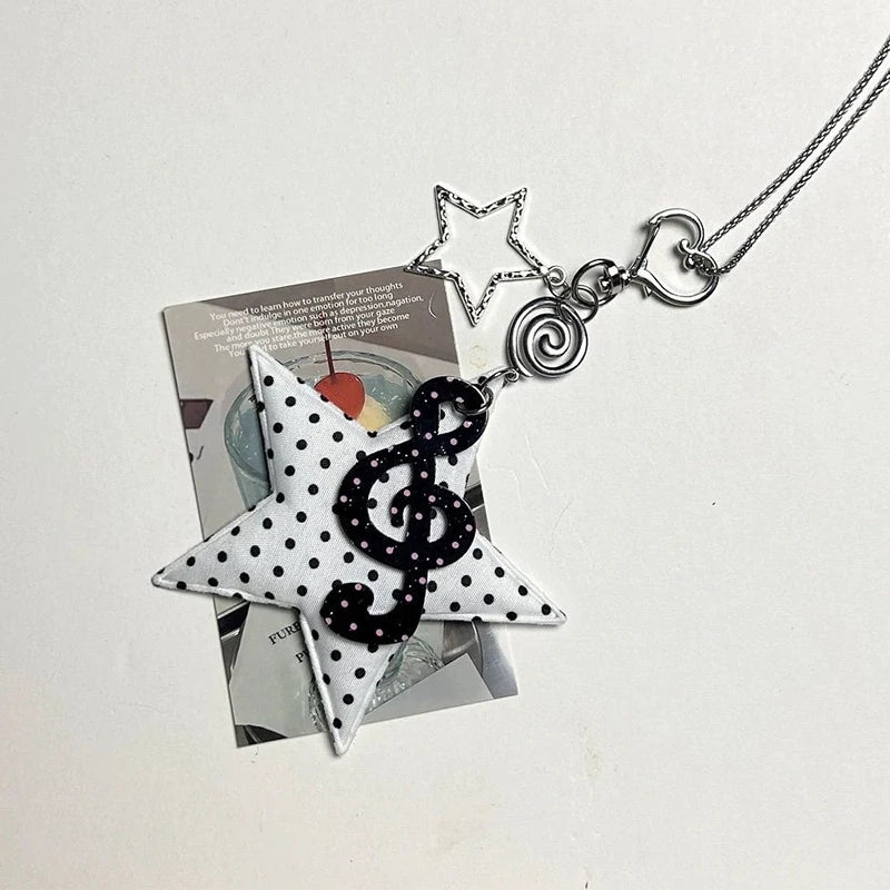 Korean Fashion Polka Dot Star Swirl Pendant Necklace Women Vintage Cartoon Harajuku Aesthetic Y2K Necklace Accessories Jewelry