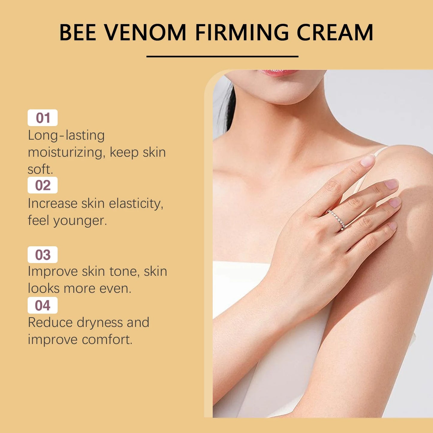 EELHOE Bee Venom Cellulite and Sagging Cream Firming Body Skin Tightening Neck Arm Belly Buttocks Deep Hydration Roller Cream