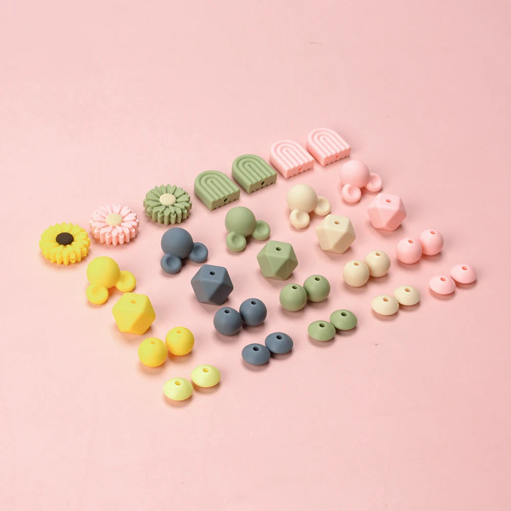 LOFCA Silicone Beads Baby Teething Food Grade Combination Beads For DIY flower mouse Silicone Beads Baby Chewing Teethers