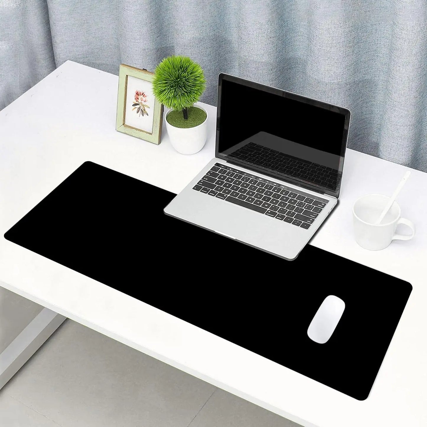 Black Large Gaming Mouse Pad with Stitched Edges, Extended Desk Mat Non-Slip Rubber Base for Laptop Office Home Computer Use