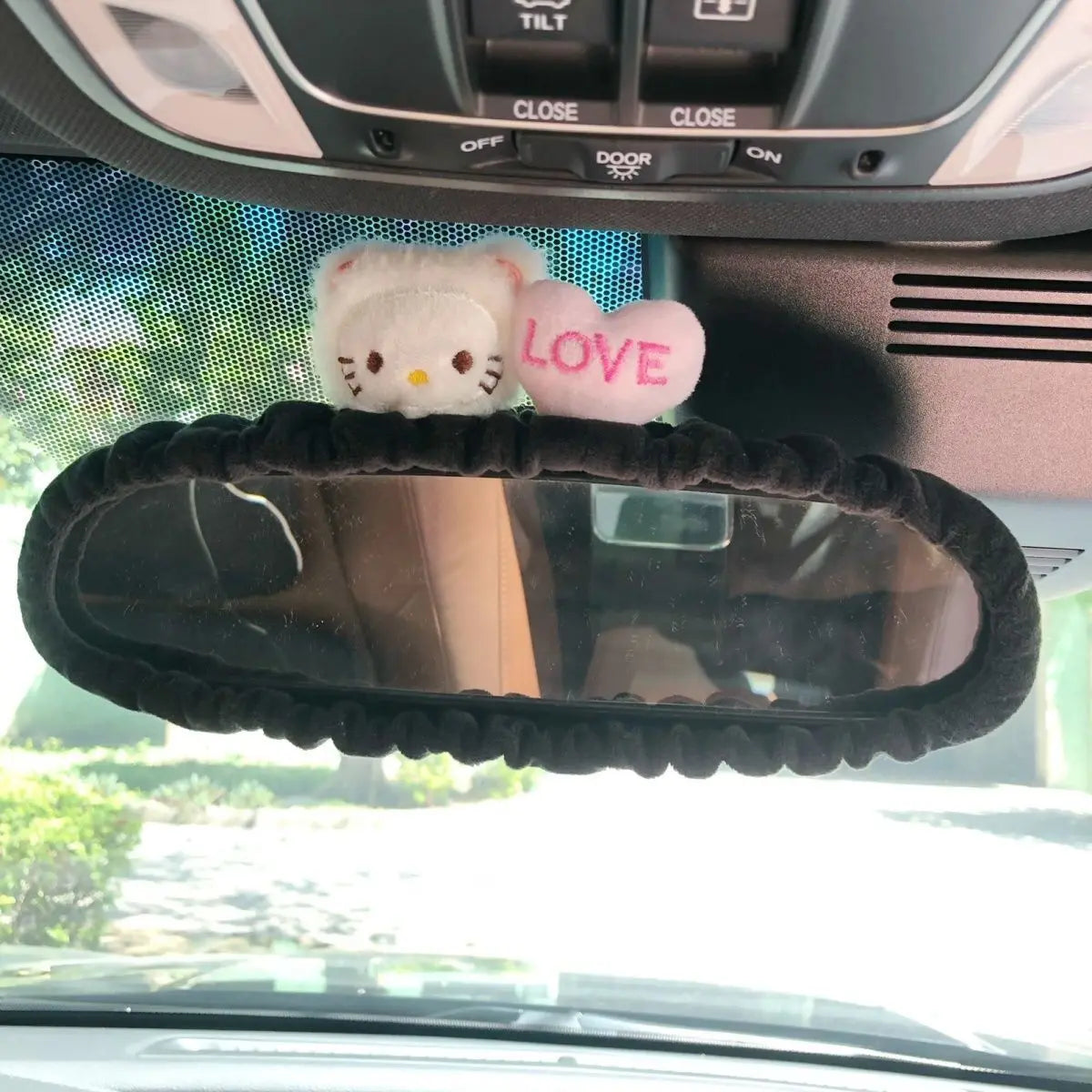 Cute Cat Rabbit Car Cartoon Seat Belt New Rearview Mirror Figure South Korea Car Mirror Hanging Accessories Pink Interior Woman