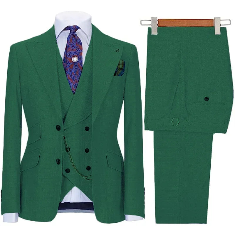 Men's Suit 3-piece stylish slim-fit Business Casual Wedding formal work jacket vest with trousers