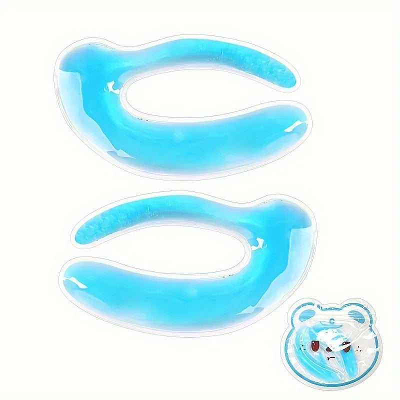 1 Pair Cold Compress Gel Eye Patch, Golden Onion Powder Sequins Cat Type, Physical Cooling, Double Eyelid Eye Cold and Hot