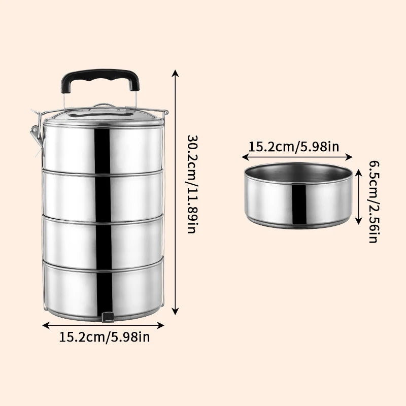 2/3/4/5 Layers Stainless Steel Lunch Box Lunch Container Heatable Portable Lunch Box Outdoor Thickened Large Capacity Pot