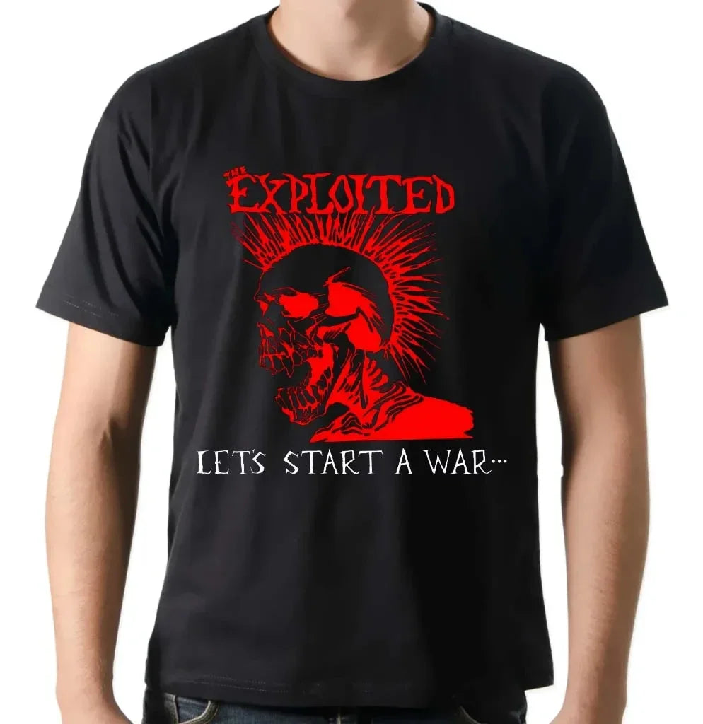 Skull Exploited T Shirt Men Gothic Trend Tshirt Male Tops Harajuku Punk Clothes Men Graphic Tee Shirts Retro Casual Streetwear