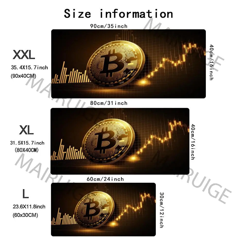 Cool Bitcoin Mouse Pad Large Computer Office Game Table Mat 100x50 XXL Rubber Anti-slip Gaming Keyboard Mousepads Long Desk Pads