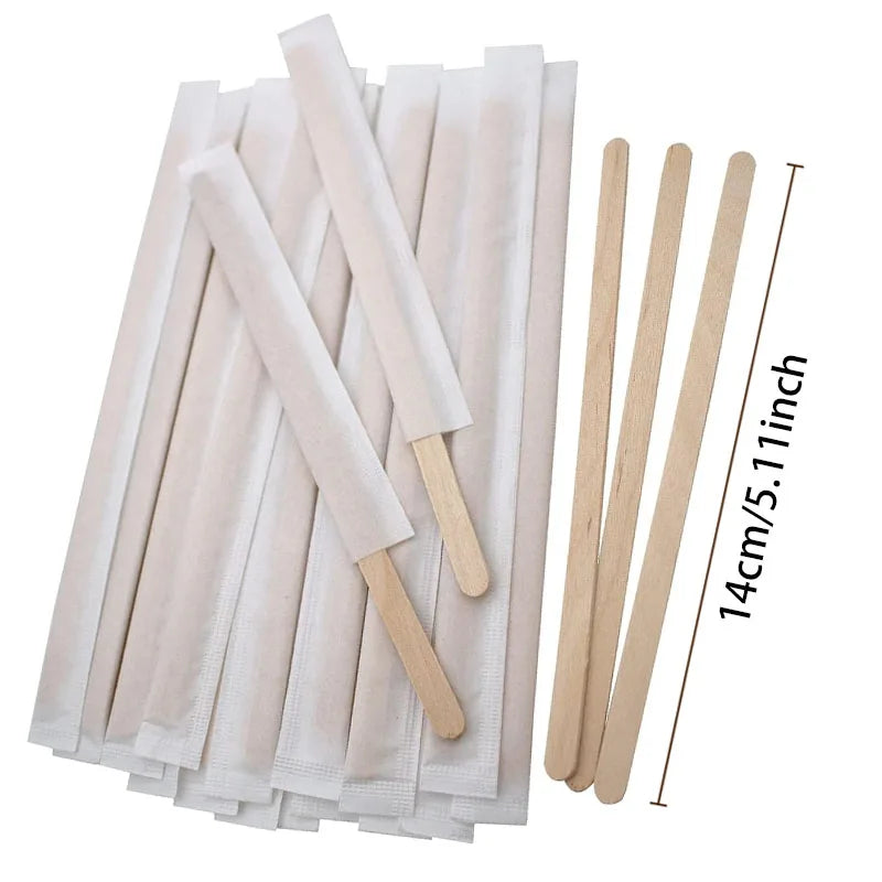 100pcs Coffee Stir Sticks Disposable Wooden Coffee Stirrers Hot Cold Drinking Stir Beverage Sticks for Milk Beverage Mixing