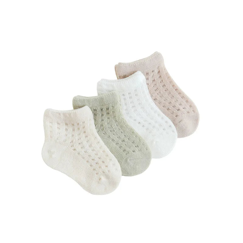 4 Pairs/Lot New Baby Socks Mesh Thin Newborn Socks Combed Cotton Boneless Soft Summer Baby Socks For Gift