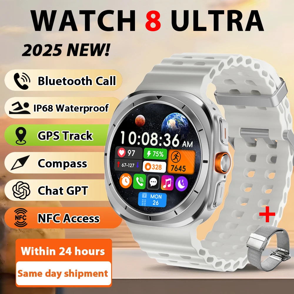 Smart Watch 8 Ultra New Color Matching GPS Compass Smartwatch Bluetooth call NFC IP68 Waterproof Health monitoring Reduction100%