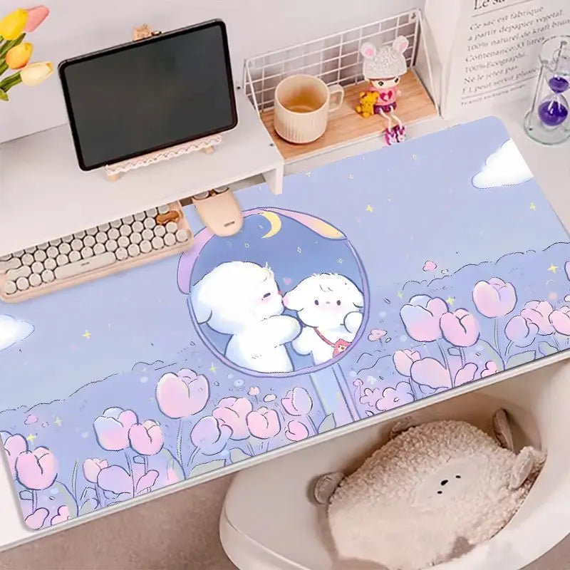 Leather Desk Pad Mouse Protector Non-Slip Cute Bear Duck Blue Large Mouse Pad Home &Office Desk Mat PU Leather Laptop Desk Pad