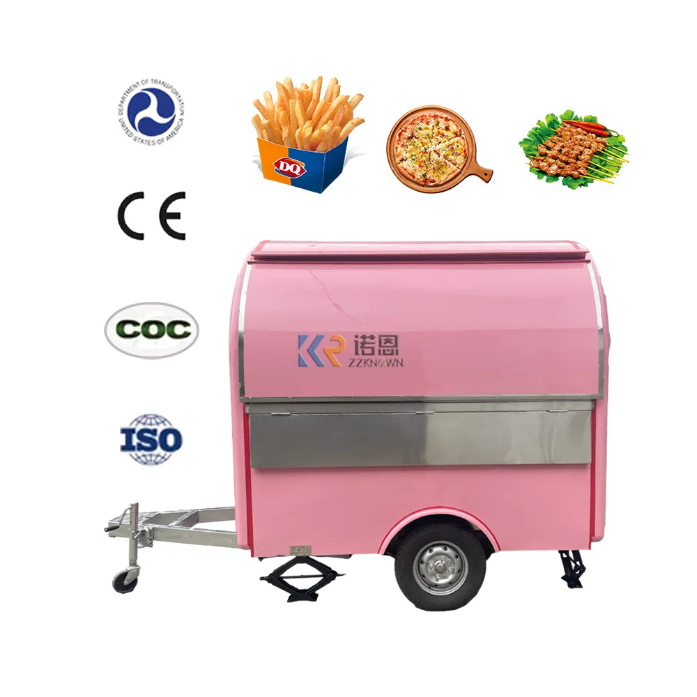 Mobile Food Truck Fast Food Trailer Hotdog Snack Trailer Bread Coffee Cart Kiosk Stand Solar Mobile Catering Cart