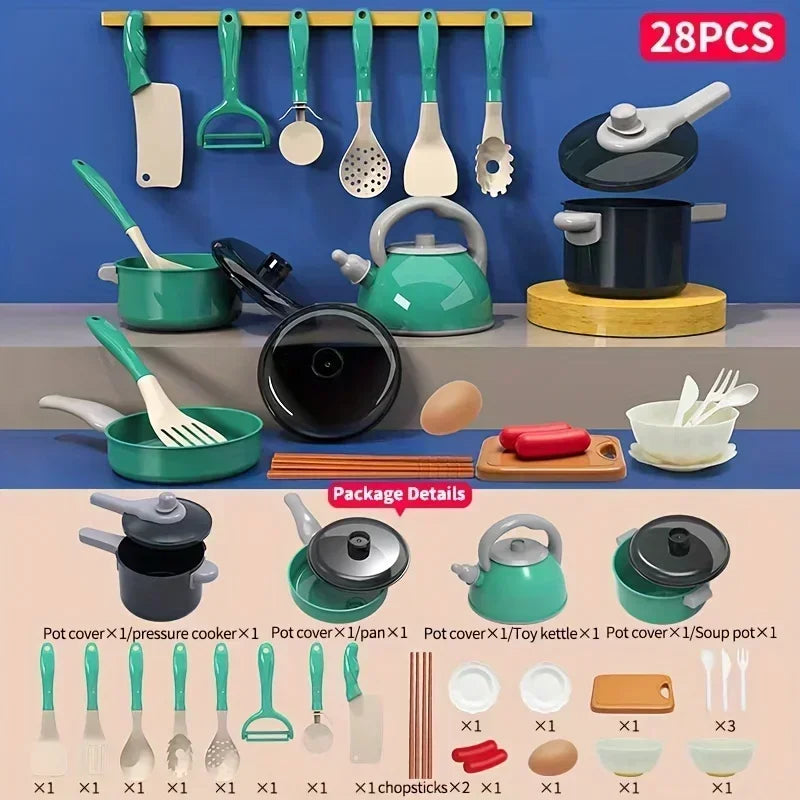 Kids Kitchen Set with Realistic Cooking Tools Creative Role Play Toys for Boys and Girls Gifts for Children's Imaginative Play