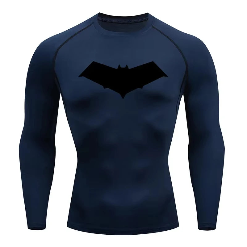 Bat Print Men's Compression T-Shirt Quick Dry Gym Workout Top | Summer Fitness Rashguard for Running & MMA ZY0037