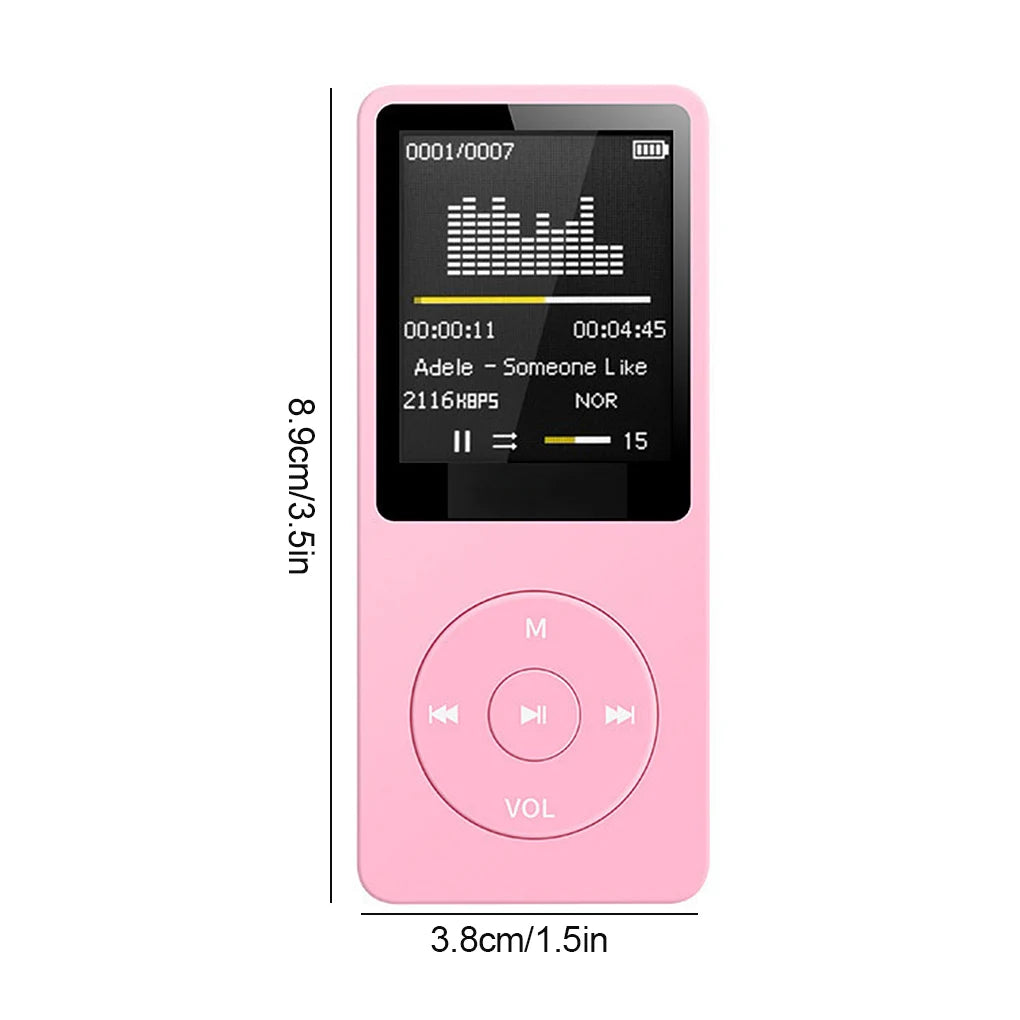 Portable MP3 Player USB Charging Record Digital Display Screen Media Lossless Portable Pocket Sports Running Walking Music Play