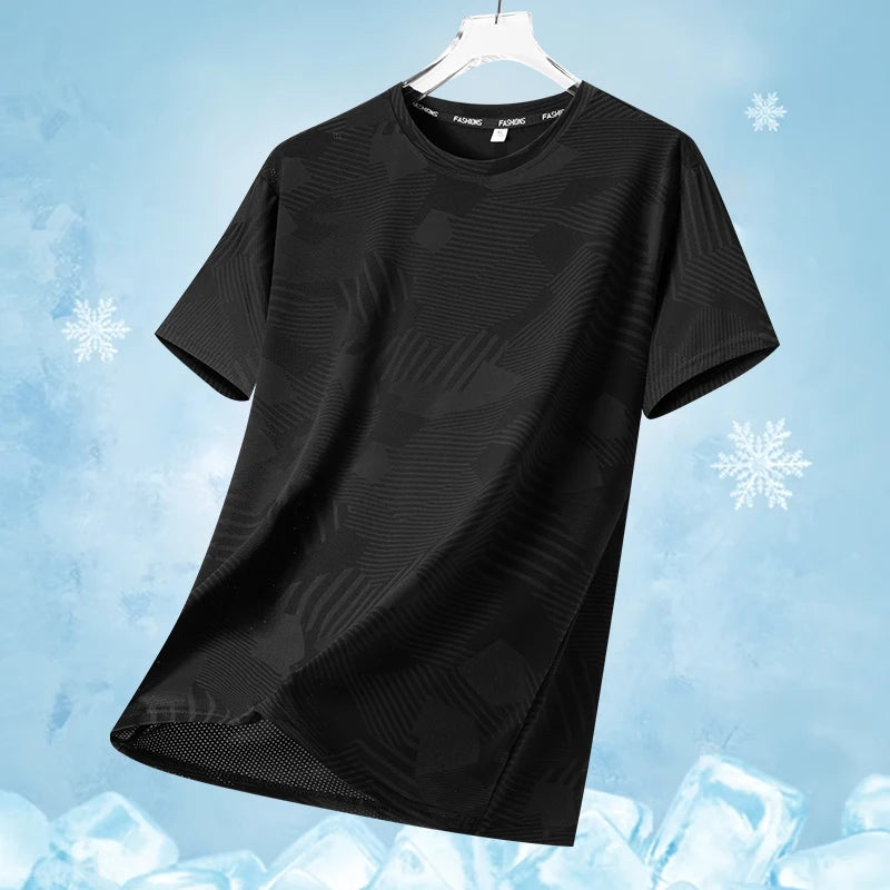 Male Running T-shirt Summer Breathable Wear-Resistant Fitness Sports T-shirt Outdoor Lightweight Jogging Gym Training Sportswear