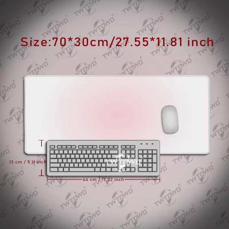 Mouse Pad White Pink Gamer printon demand New Mousepad XXL Mechanical Keyboard Pad Natural Rubber Office Non-Slip Soft Table Mat