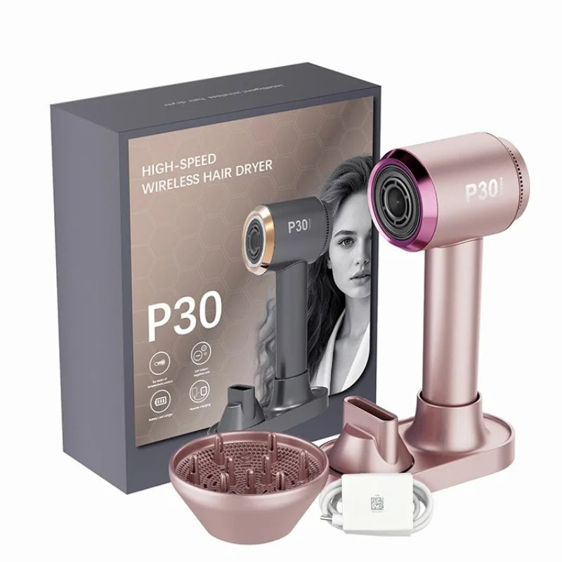 USB Rechargeable Wireless High-Speed Hair Dryer with Long Battery Life Negative Ion Portable Hair Care Appliance
