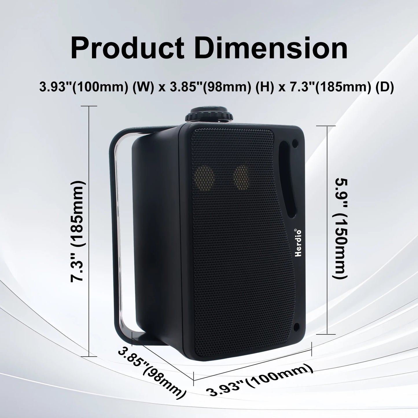 Herdio 3.5'' Passive Outdoor Speakers Wired Waterproof 200W 3 Way Premium Mountable Wall Mount Speakers For Patio Marine Boat