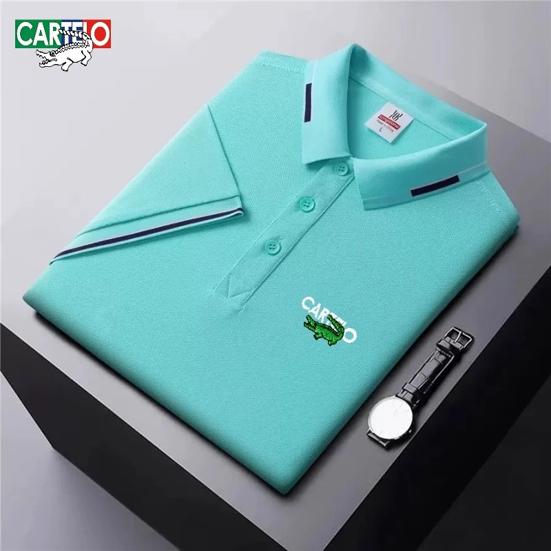 Summer men's high-quality fashionable embroidered logo short sleeved polo shirt, new fashionable, casual, breathable, cool top