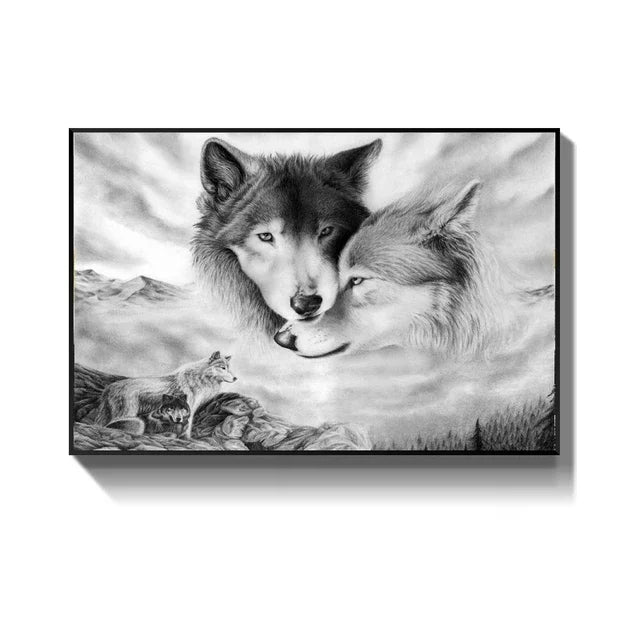 Nordic Style Forest Wolf Head Wall Art Pictures Wild Animals Posters Black White Canvas Painting Prints Office Home Room Decor