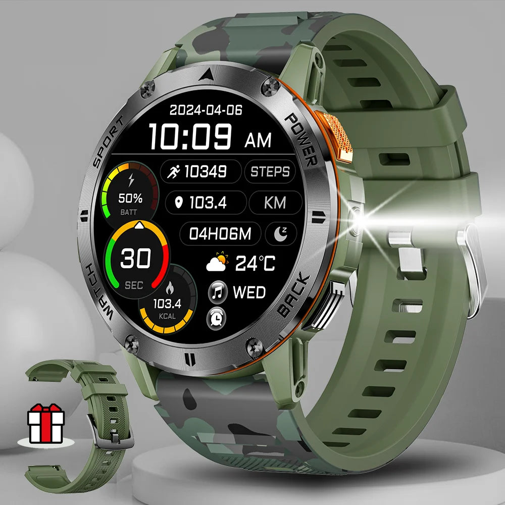 2025 Smart Watch Wireless Calling Weather Forecast Magnetic Charging Waterproof LED Flashlight Men smartwatch For Android IOS