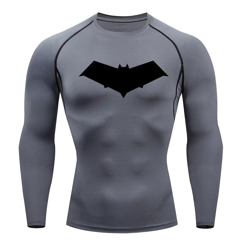 Broad Bat Compression Shirt Man Gym Running T Shirt Outdoors Sports Quick Dry Breathable Fitness Sportswear Bodybuilding Tees