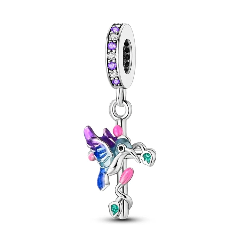 925 Sterling Silver Charms Birds Hummingbird Beads Fit Original Bracelet Pendants Diy Jewelry Gift For Women
