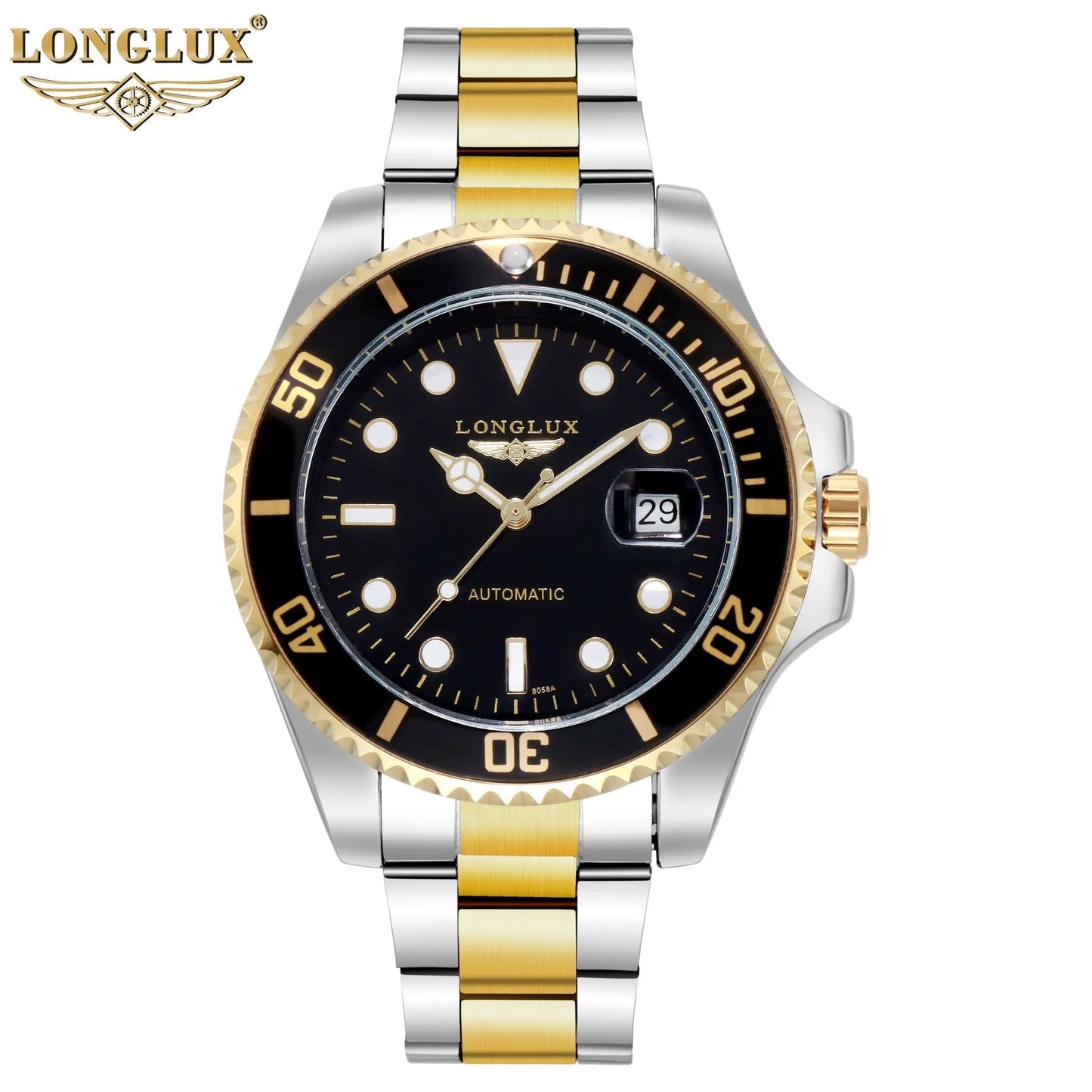 Men automatic watch business waterproof mechanical watches luxury stainless steel day date mens watch man gift