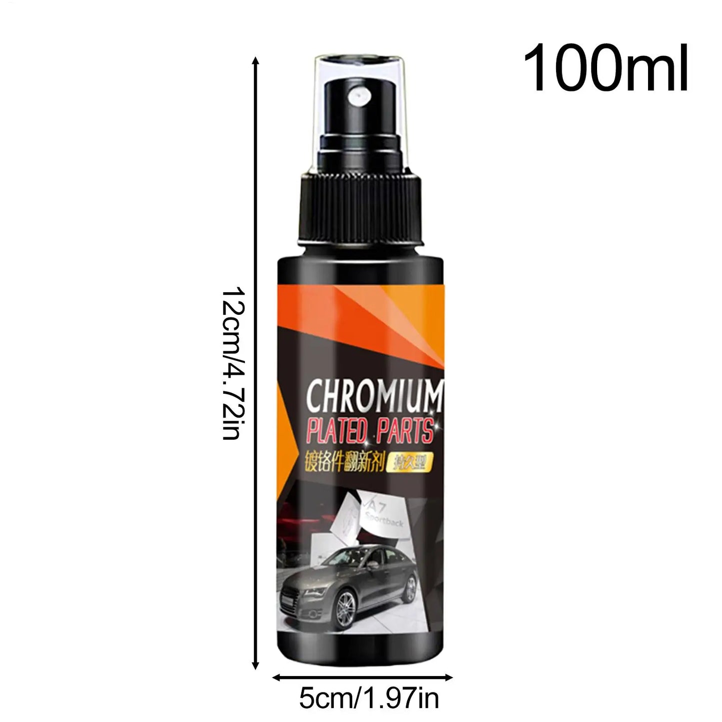 Chrome Shine Restorer 100ml Rust Remover Spray Auto Metal Cleaning and Refurbishment for Car Door Handle Wheel Hub Bumpers