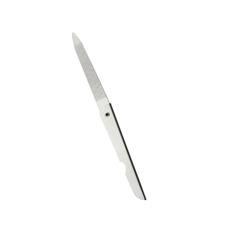 The stainless steel folding nail file strip is a portable and convenient tool for beauty, nail care and manicure