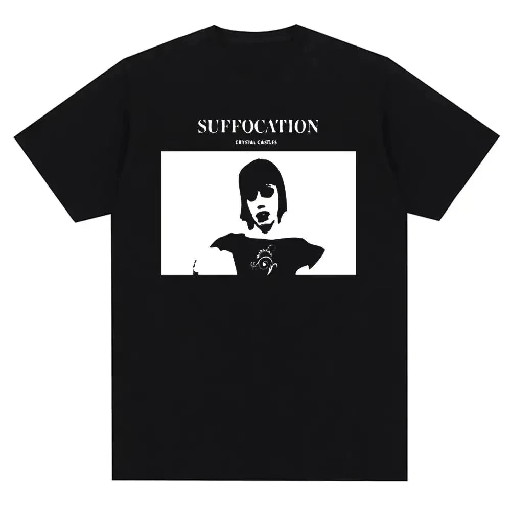 Cotton Tees Men Casual Crystal Castles Fashion Print T Shirt Crew Neck Streetwear Men T Shirt Women Free shipping Men T Shirt